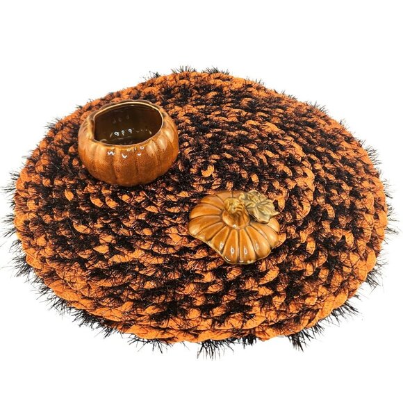 Ceramic Pumpkin Containers Set of 2 Fall Garden Holiday Decor Halloween Accent - Picture 4 of 6